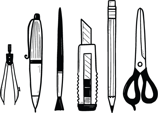 illustration of office supplies